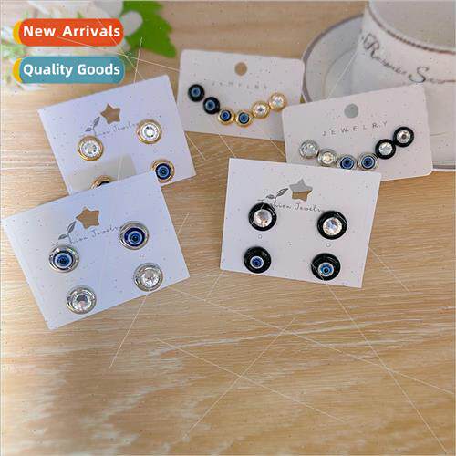 Europe Devil Eye Geometric Earrings Korea Alloy Round Diamon