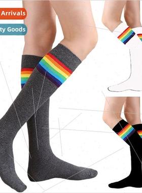 Japan female striped calf socks combed cotton thin but knee