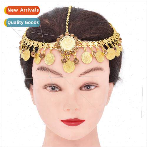 Europe new diamond tassel tassel gold coin ehead chain hair