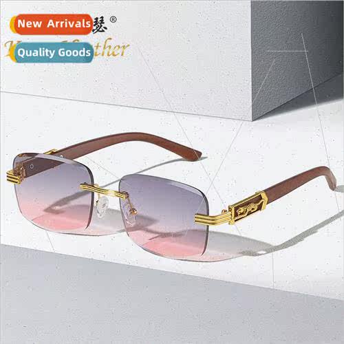New rimless leopard head sunglasses 8038 Europe square frame