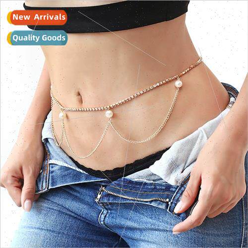 Europe Summer Beach Feminine Glamour Diamond Body Chain Wave