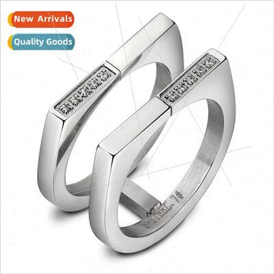 Europe simple asymmetric diamond zirconia open ring fashion