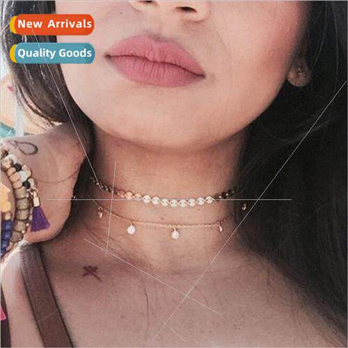 Europe mple Women Collar Chain Necklace Multi-layer Round Pi