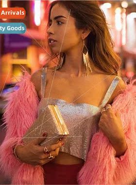 Europe 2020ins nightclub sexy wild rhinestone sequin halter