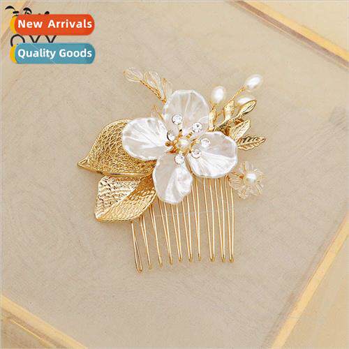 ins hollow leaf hair comb Mori fairy beauty flower comb anci