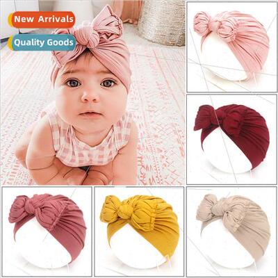 2021 new ruffled baby hat bow children hat baby solid color