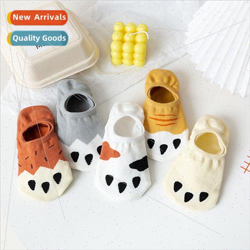 21 spring summer new socks female cute cartoon cat paw boat