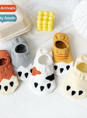 21 spring summer new socks female cute cartoon cat paw boat