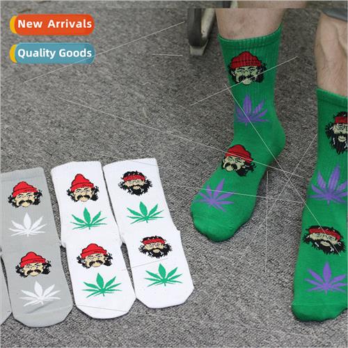 socks hip-hop pirate socks INS Europe leaf socks cotton sock