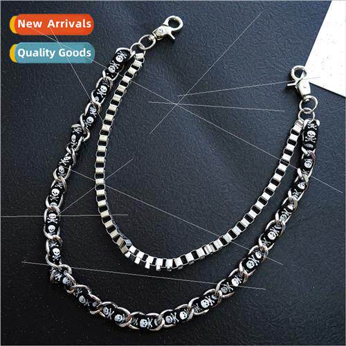 Korean punk nd ghost head braided cotton rope jeans chain am