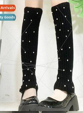 Autumn winter warm knted wool leggings Korean  pearl sweet J