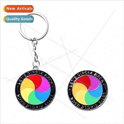 Cartoon colorful rotatable lets go back to the origin pin cr