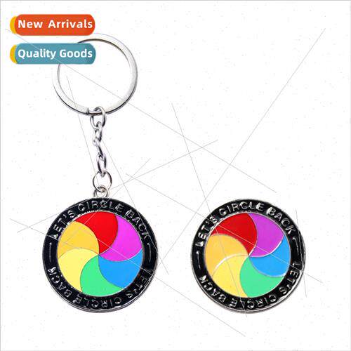 Cartoon colorful rotatable lets go back to the origin pin cr