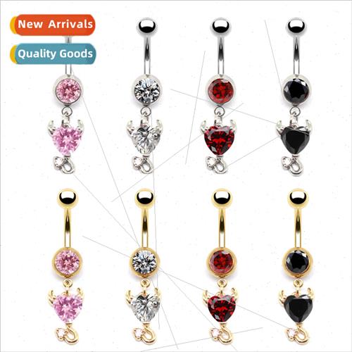 Europe Angel Wings Belly Button Ring Zirconia Imp Heart Shap