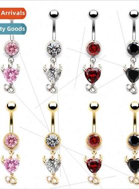 Europe Angel Wings Belly Button Ring Zirconia Imp Heart Shap