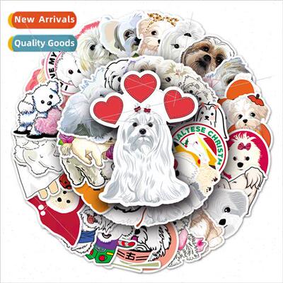 50 Maltese puppy luggage stickers scooter waterproof suitcas