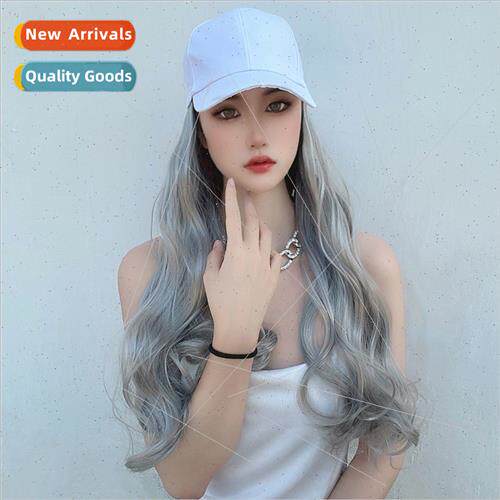 Wig female duck tongue cap one-piece long curly hair headgea