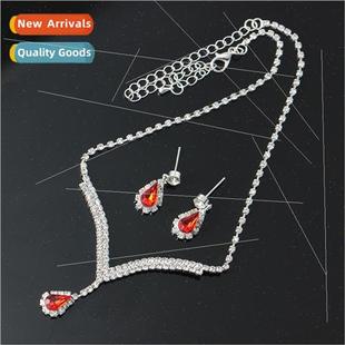 Rhinestone Necklace Earrings Europe Full Bridal Set Dia mple