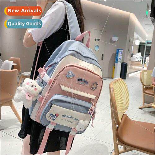 Japan colorblocking shoulder bag female junior schoolbag 202