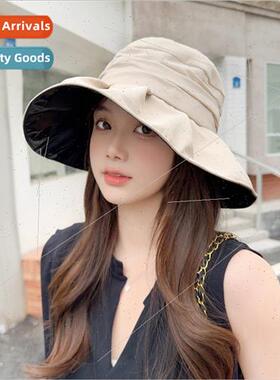 Korean  new hat female high- pleated fluttering bvinyl sunsc