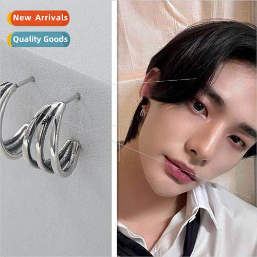StrayKids group Hwang Hyun- earrings minimalist coil circle