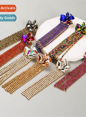 Europe fashion long alloy claw chain tassel earrings geometr