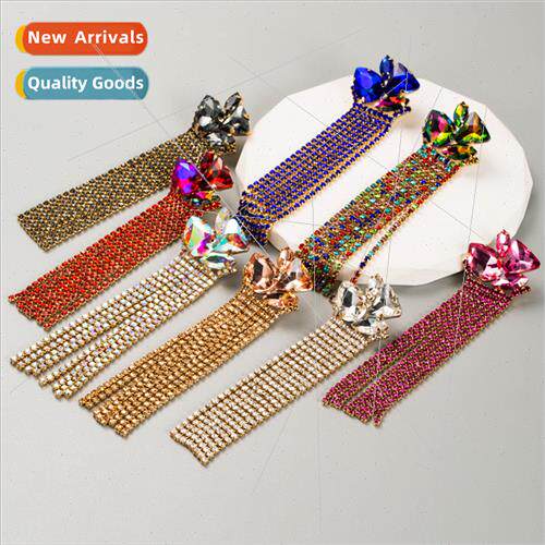 Europe fashion long alloy claw chain tassel earrings geometr