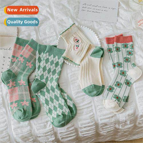 Autumn winter new socks female double needle double road cot