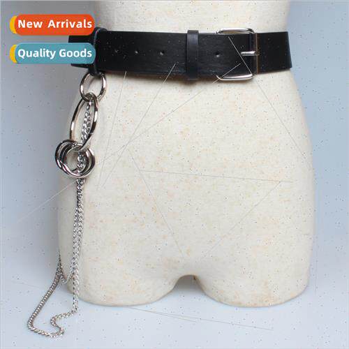 Belt female PU leather versatile double chain circle decorat