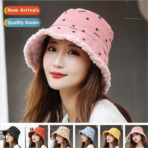 Warm tweed lamb wool basin hat female fall winter new versat