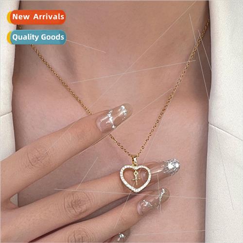 Europe niche love heart cross copper sparkling zirconia hund