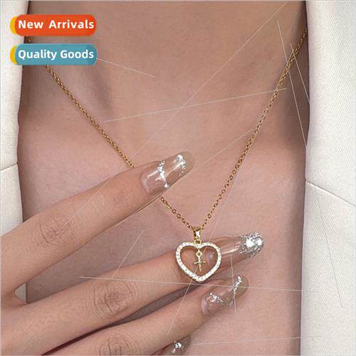 Europe niche love heart cross copper sparkling zirconia hund