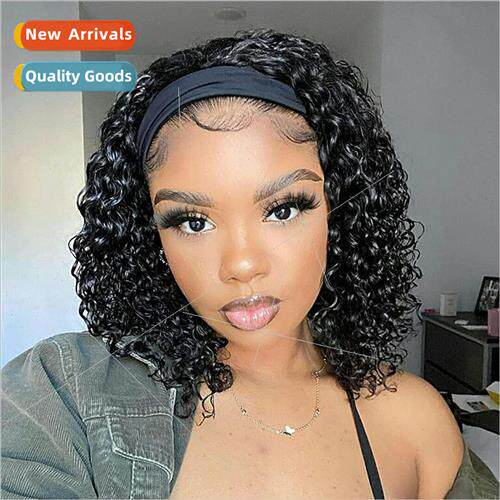 wigs african lady hair head covering black short curly hair