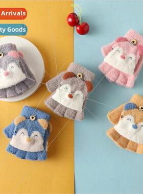 Baby knted gloves autumn winter men girls padded warm cartoo