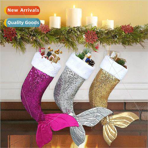 2023 New Christmas Decoration 18 inch Sequin Christmas Socks