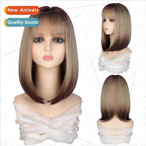 wig full head set female gradient color short hair O bob hea