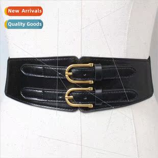 female decorative black breasted elastic double Belt