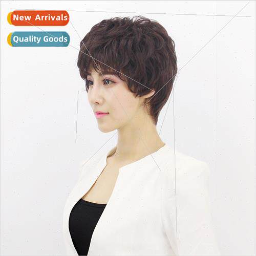 Wig female short hair textured hot curly hair sets fluffy na