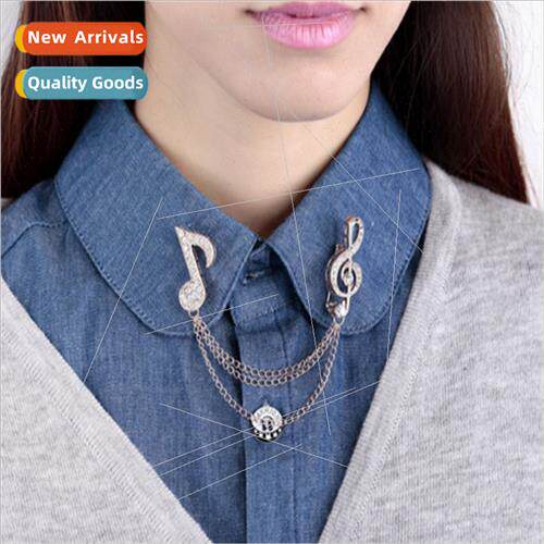 simple zirconia musical note brooch sense creativy anti-glar