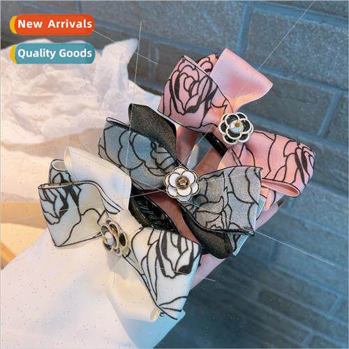 Camellia bow headdress pearl hair clips back head ponytail c