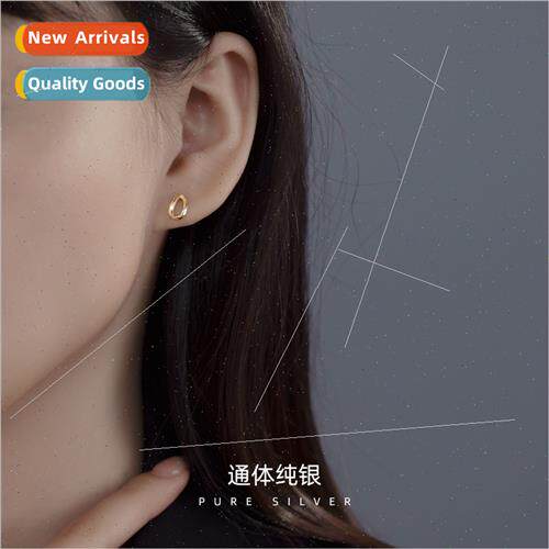 S925 silver plated Korea hollow small line earrings simple d