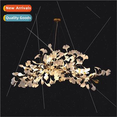 ght luxury duplex ginkgo leaf living room chandelier high-gr