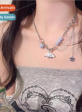 reflective pearl necklace female ins tide cool hottie splici