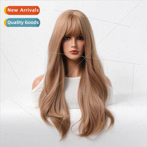 Europe women  long curly hair fashion female wig head coveri
