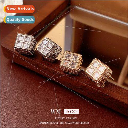 silver Needle Zirconia Metal Letter Earrings Tiny Versatile