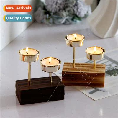 Vintage wooden candle holders simple decorative ornaments Ch