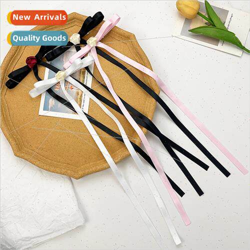 Super fairy rose bow ribbon hair clips female ballet wind ri