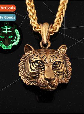 Vintage Bully Tiger Hip Hop Glow-in-the-Dark Necklace Men Hi