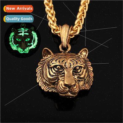Vintage Bully Tiger Hip Hop Glow-in-the-Dark Necklace Men Hi