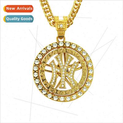 Europe personalized round symbols logo gold diamond necklace